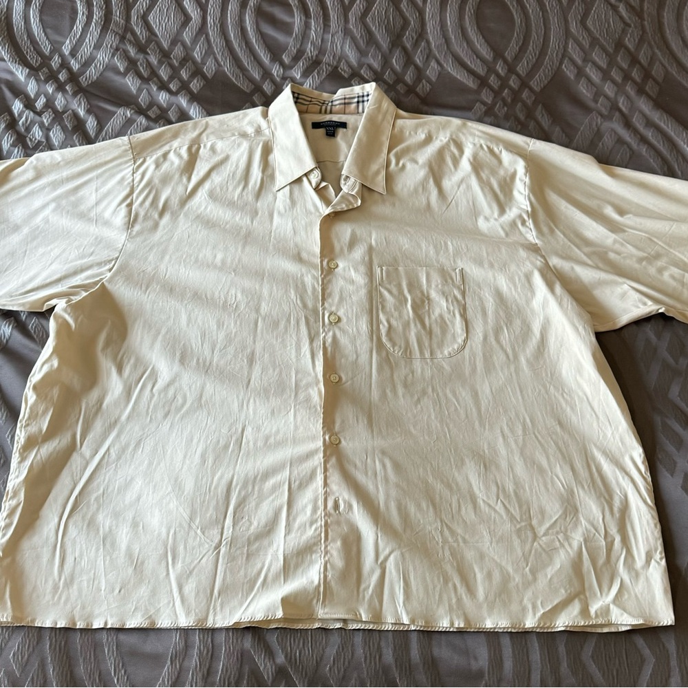 Tan Burberry short sleeve button up shirt